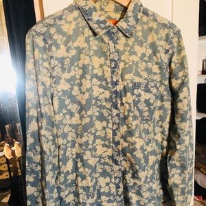 Floral denim shirt